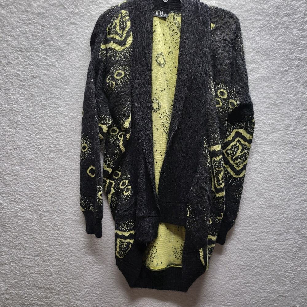 ESCADA by MARGARETHA LEY womens Gray Yellow Oversized Cardigan (NO SIZE)